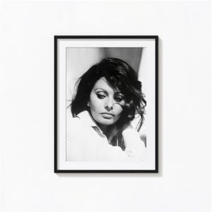 Affiche Sophia Loren, art mural hollywoodien Sophia Loren noir et blanc, impression vintage, impressions photographiques, impression d&#39;art photo de qualité musée