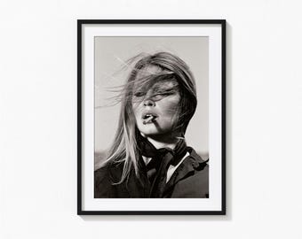 Póster de Brigitte Bardot, arte mural en blanco y negro del Hollywood clásico, impresión vintage, impresiones fotográficas, impresión fotográfica con calidad de museo
