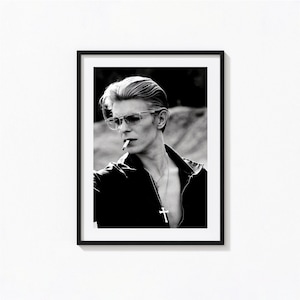 Impressão de David Bowie, pôster de David Bowie para fumar, arte de parede em preto e branco, impressão vintage, impressões fotográficas, impressão de arte fotográfica com qualidade de museu