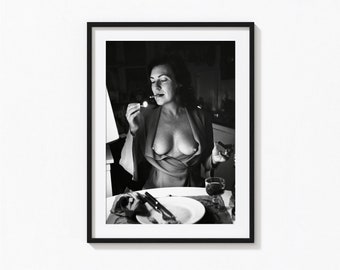 June Newton, Paris 1972 Helmut Newton Poster, Black and White Wall Art, Vintage Print, Photography Prints, Museum Quality Photo Art Print