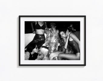 Lesbian Kiss Print, Party Black and White Wall Art, Vintage Print, Photography Prints, Museum Quality Photo Art Print