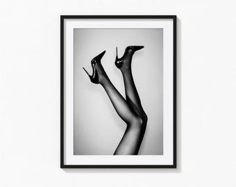 High Heels Print, Luxury Fashion, Fashion Woman Black and White Wall Art, Vintage Print, Photography Prints, Museum Quality Photo Art Print