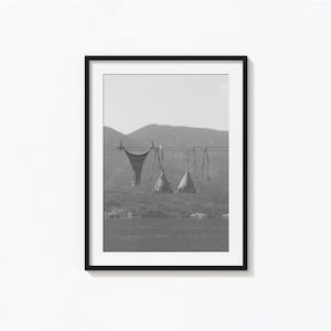 Hanging Bikini Print, Summer Coastal Black and White Wall Art, Vintage Print, Photography Prints, Museum Quality Photo Art Print