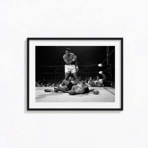 Muhammed Ali Druck, Muhammed Ali gegen Sonny Liston Schwarzweiß-Wandkunst, Vintage-Druck, Fotografie Drucke, Foto Kunstdruck in Museumsqualität