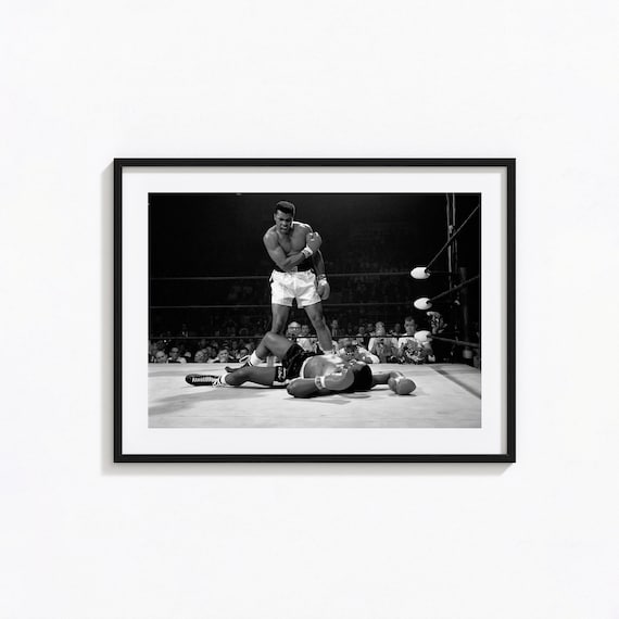 Muhammad Ali Print, Muhammad Ali vs Sonny Liston Black and White Wall Art, Vintage Print, Photography Prints, Museum Quality Photo Art Print