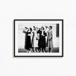 Vrouwen die bier drinken, verbodsposter, zwart-witte muurkunst, vintage print, fotografieprints, museumkwaliteit fotoprint
