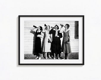 Women Drinking Beer Print, Prohibition Poster, Black and White Wall Art, Vintage Print, Photography Prints, Museum Quality Photo Print