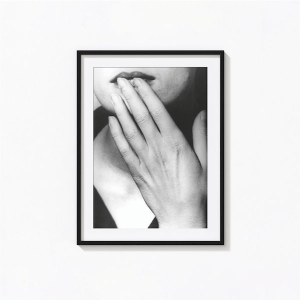 Man Ray Hands On Lips Print, Photographie surréaliste, Art mural noir et blanc, impression vintage, tirages photographiques, impression photo de qualité musée