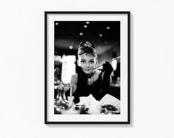 Audrey Hepburn Print, Breakfast at Tiffany's Poster, Black and White Wall Art, Vintage Print, Photography Prints, Museum Quality Photo Print