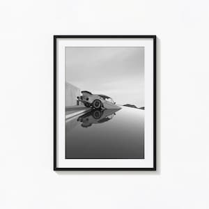 Impresión de Porsche 911, arte mural en blanco y negro para piscina, póster de Porsche, póster de coche, impresión vintage, impresiones fotográficas, impresión fotográfica con calidad de museo