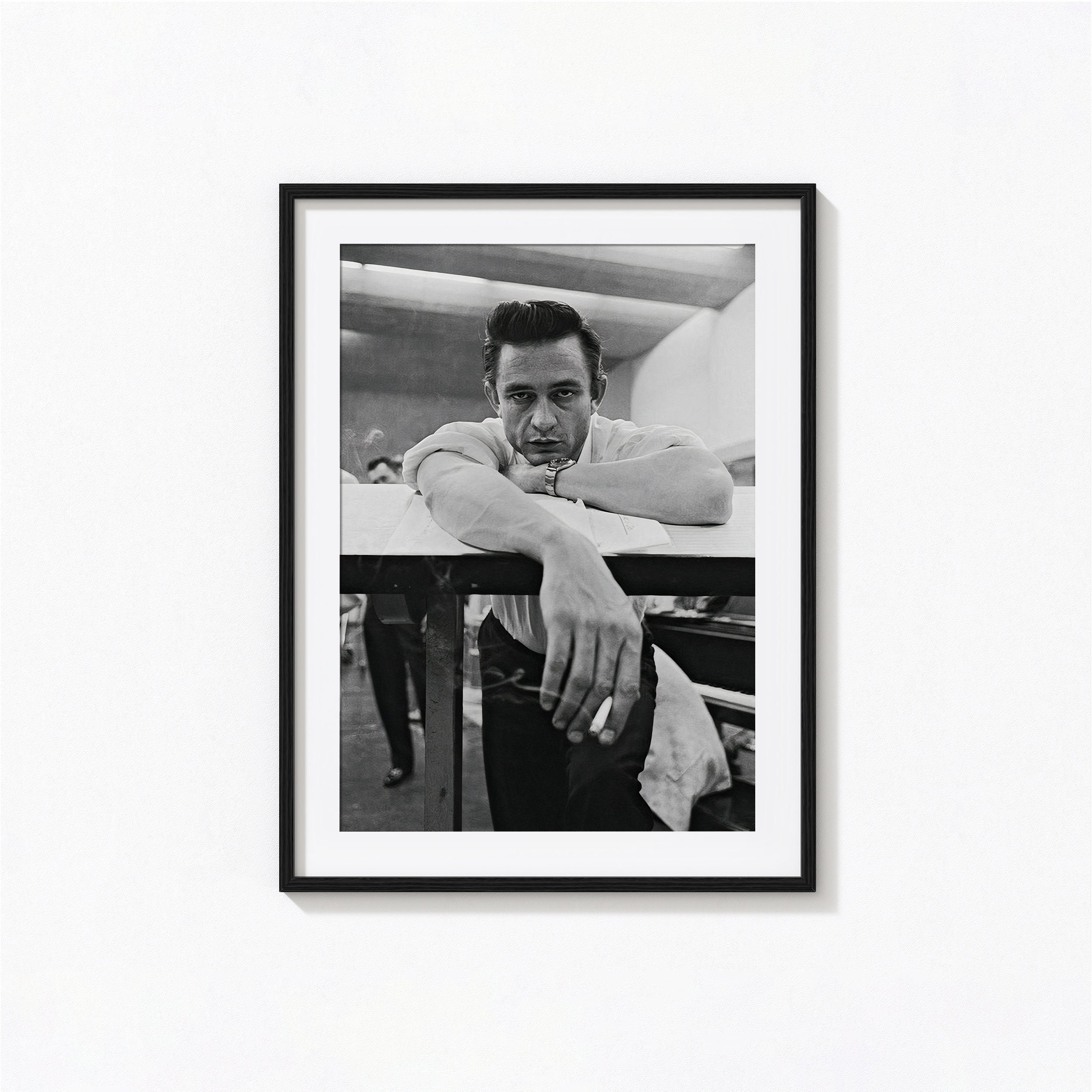 Johnny Cash Cigarette Poster, Music Black and White Wall Art, Vintage ...