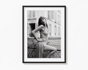 Impression Jane Birkin 1971, art mural mode noir et blanc, impression vintage, impressions photo, impression d'art photo de qualité musée