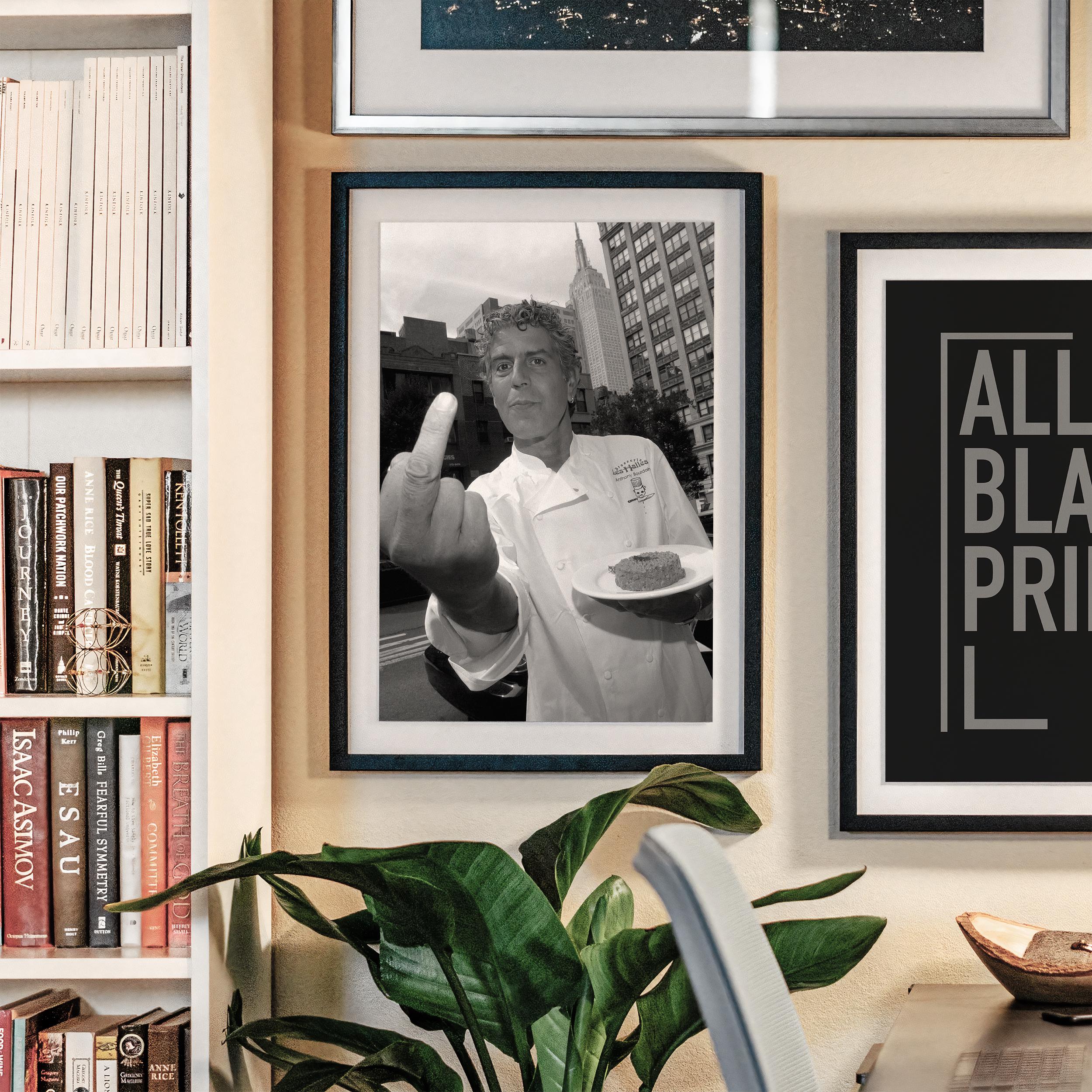 Anthony Bourdain Middle Finger Print, Chef Black and White Wall Art, Vintage Print, Photography Prints, Museum Quality Photo Art Print