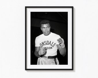 Muhammad Ali print, Muhammad Ali zwart-witte muurkunst, vintage print, fotografieprints, museumkwaliteit fotokunstprint