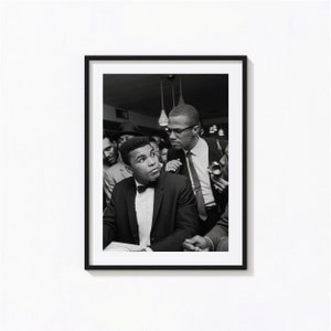 Impresión de Muhammad Ali, Arte de pared en blanco y negro de Malcolm X, Impresión vintage, Impresiones fotográficas, Impresión de arte fotográfico de calidad de museo