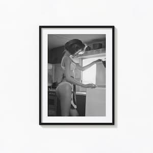 キッチンの女性のプリント、ヴィンテージ フェミニストの白黒ウォール アート、ヴィンテージ プリント、写真プリント、美術館品質の写真アート プリント