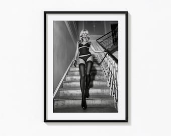 Kate Moss Print, Fashion Wall Art, Fashion Poster, Black and White Wall Art, Vintage Print, Photography Prints, Museum Quality Print