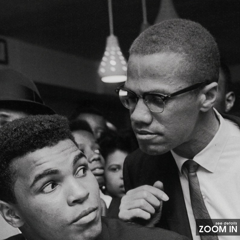 Impresión de Muhammad Ali, Malcolm X, arte mural en blanco y negro, impresión vintage, impresiones fotográficas, impresión fotográfica con calidad de museo imagen 4