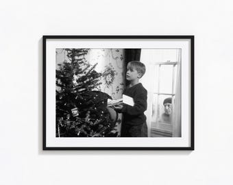 Home Alone Poster, Christmas Movie Black and White Wall Art, Vintage Print, Photography Prints, Museum Quality Photo Art Print