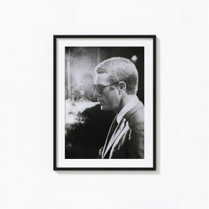 Steve McQueen Print, Bullitt, Steve McQueen CigaretteBlack and White Wall Art, Vintage Print, Photography Prints, Museum Quality Photo Print