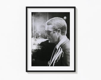 Steve McQueen Print, Bullitt, Steve McQueen CigaretteBlack and White Wall Art, Vintage Print, Photography Prints, Museum Quality Photo Print