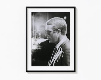 Steve McQueen Druck, Bullitt, Steve McQueen CigaretteSchwarz-weiße Wandkunst, Vintage-Druck, Fotografiedruck, Fotodruck in Museumsqualität