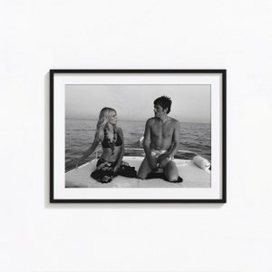 Brigitte Bardot en Alain Delon print, Hollywood zwart-witte muurkunst, vintage print, fotografie-afdrukken, museum kwaliteit fotokunst print