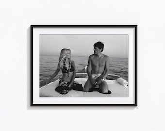 Brigitte Bardot and Alain Delon Print, Hollywood Black and White Wall Art, Vintage Print, Photography Prints, Museum Quality Photo Art Print