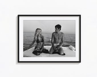 Brigitte Bardot und Alain Delon Druck, Hollywood schwarz und weiß Wandkunst, Vintage Druck, Fotografie Drucke, Foto Kunstdruck in Museumsqualität