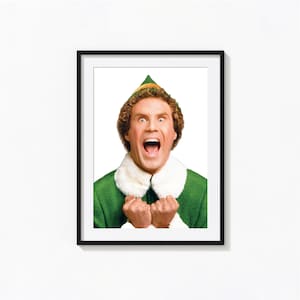 Póster de la película Buddy el elfo, divertida decoración de pared para la cocina, impresión vintage navideña, impresiones fotográficas, impresión artística con calidad de museo