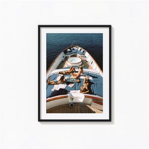 Luxury Yacht Print, Summer Coastal Poster with Sunbathing Women, Vintage Print, Photography Prints, Museum Quality Photo Art Print