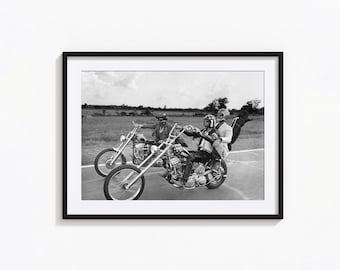 Easy Rider Print, Vintage Motorcycle Poster, Black and White Wall Art, Vintage Print, Photography Prints, Museum Quality Photo Art Print