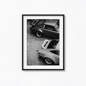 Impressão Porsche 911, arte de parede preta e branca com vista traseira de Porsche vintage, impressão vintage, impressões fotográficas, impressão de arte fotográfica com qualidade de museu