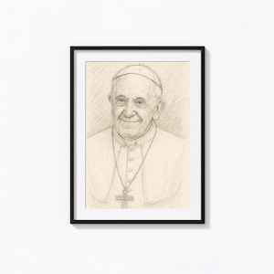 Pope Francis Sketch Print, Pope Francis Wall Art, Catholic Wall Art, Photography Prints, Museum Quality Photo Art Print
