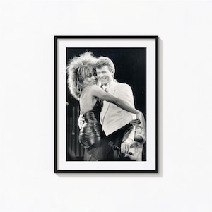 Tina Turner and David Bowie Print, RIP Tina Turner, Black and White Wall Art, Vintage Print, Photography Prints, Museum Quality Photo Print
