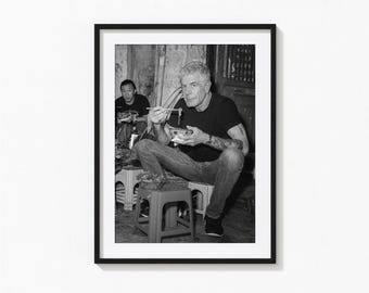 Impression d'Anthony Bourdain, chef cuisinier, art mural noir et blanc, impression vintage, impressions photographiques, impression d'art photo de qualité musée