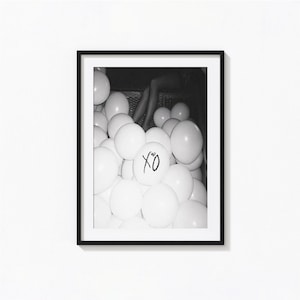 Haus der Luftballons Druck, Mädchenzimmer schwarz weiß Wandkunst, Vintage Druck, Fotografie Drucke, Museumsqualität Fotodruck, Disco Party Wand