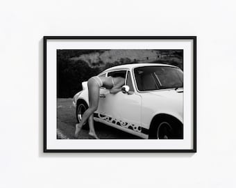 Porsche Carrera Poster, Vintage Porsche Black and White Wall Art, Vintage Print, Photography Prints, Museum Quality Photo Art Print