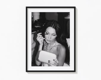 Stampa del trucco di Bella Hadid, stampa murale in bianco e nero per la stanza degli adolescenti, stampa vintage, stampe fotografiche, stampa fotografica di qualità museale, stampa femminista