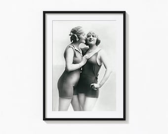 Vintage Lesbian Couple Print, Black and White Wall Art, Vintage Print, Photography Prints, Museum Quality Photo Art Print