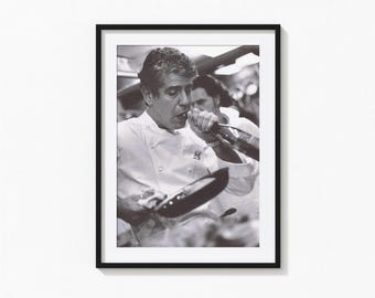 Anthony Bourdain Print, Chef Cooking Black and White Wall Art, Vintage Print, Photography Prints, Museum Quality Photo Art Print