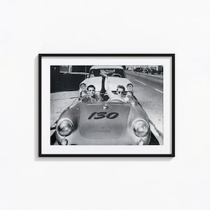 James Dean Print, James Dean conduciendo Porsche, arte de pared en blanco y negro, impresión vintage, impresiones fotográficas, impresión fotográfica de calidad de museo