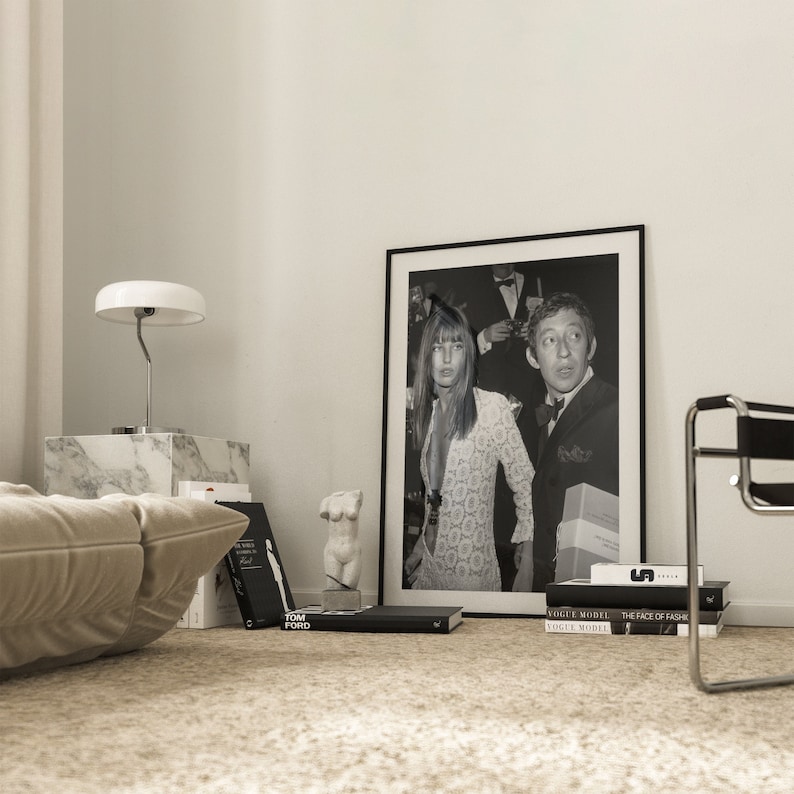 Jane Birkin and Serge Gainsbourg Print, Fashion Black and White Wall Art, Vintage Print, Photography Prints, Museum Quality Photo Print image 2
