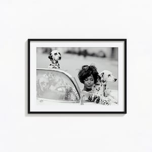 Naomi Campbell with Dogs Print, Black and White Wall Art, Vintage Print, Photography Prints, Museum Quality Photo Art Print