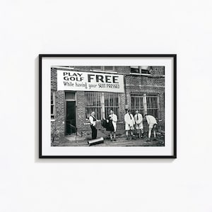 Impresión de golf vintage, arte mural en blanco y negro de golfista vintage, impresión vintage, impresiones fotográficas, impresión fotográfica con calidad de museo