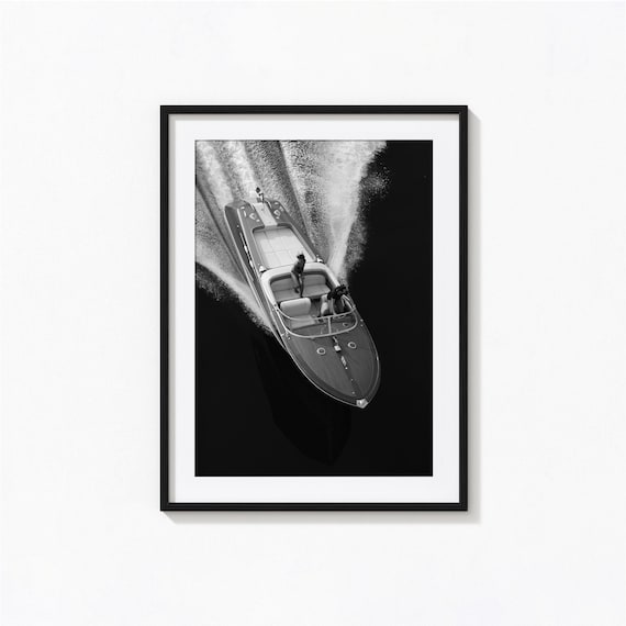 Luxury Boat Print, Yacht Black and White Wall Art, Vintage Print, Photography Prints, Museum Quality Photo Art Print
