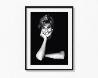 Stampa della Principessa Diana, Stampa iconica della Principessa Diana, Arte murale in bianco e nero, Stampa vintage, Stampe fotografiche, Stampa di qualità museale