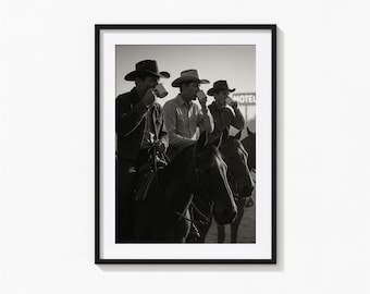 Coffee Break Cowboys Print, Western Black and White Wall Art, Vintage Print, Photography Prints, Museum Quality Photo Art Print