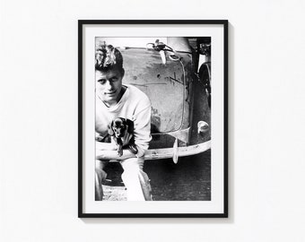 JFK mit Welpen Druck, Präsident John F. Kennedy Schwarz Weiß Wandkunst, Vintage Druck, Fotografie Drucke, Druck in Museumsqualität