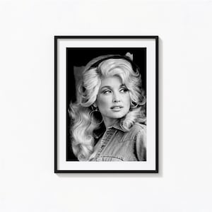 Dolly Parton Print, Dolly Parton Music Black and White Wall Art, Vintage Print, Photography Prints, Museum Quality Photo Art Print